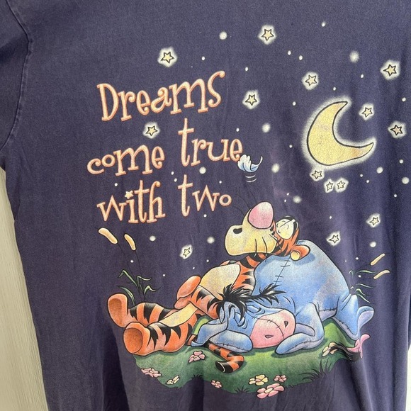 Disney Winnie the Pooh and Piglet Night Gown Navy Blue Womens XL - Picture 2 of 6